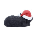Merry Whiskers Sleeping Black Cat in Santa Hat 9.5cm 3