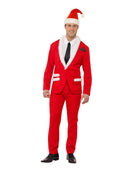 Santa Cool Costume Adult Red Jacket Trousers Hat Mock Shirt and Tie