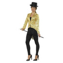Sequin Tailcoat Jacket Ladies Adult Gold 2 sm-21229l MAD Fancy Dress
