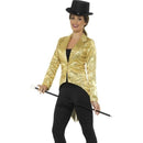 Sequin Tailcoat Jacket Ladies Adult Gold 1 sm-21229m MAD Fancy Dress