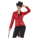 Sequin Tailcoat Jacket Ladies Adult Red_2 sm-46958l
