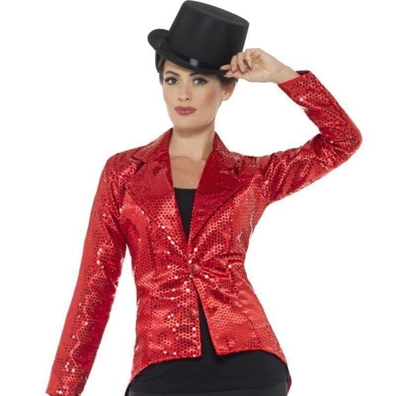 Sequin Tailcoat Jacket Ladies Adult Red_1 sm-46958m