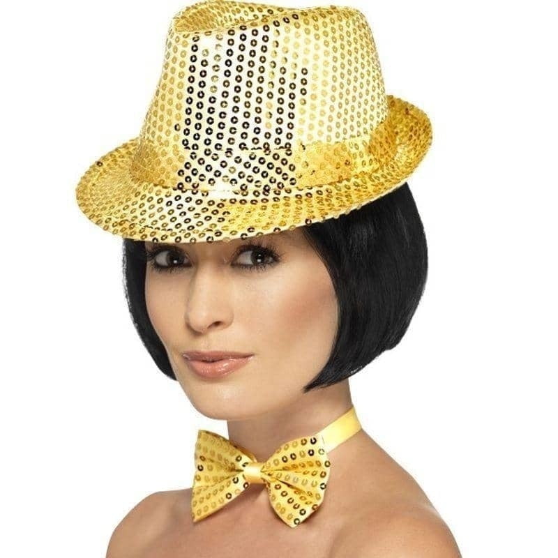 Sequin Trilby Hat Adult Gold_1 sm-44379