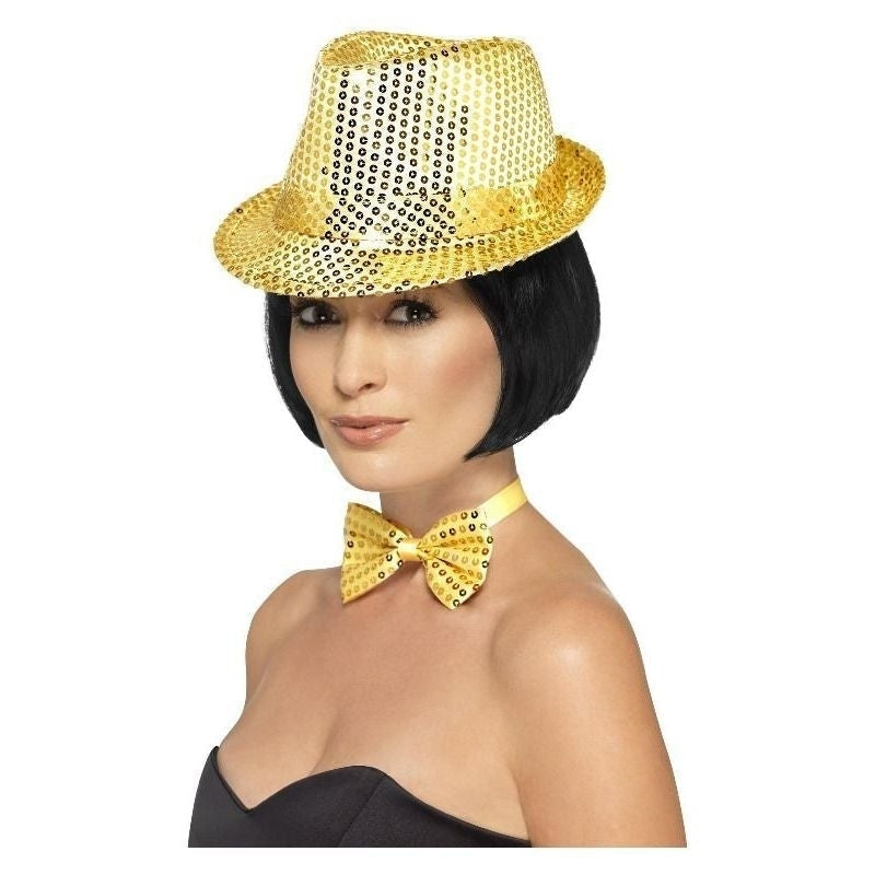 Sequin Trilby Hat Adult Gold_2 