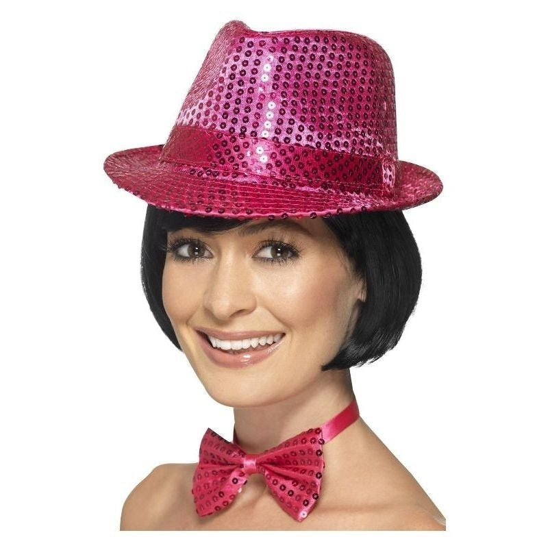 Sequin Trilby Hat Adult Pink_2 