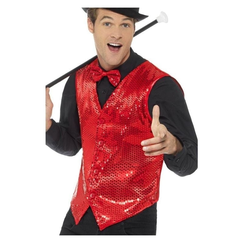Sequin Waistcoat Adult Red_2 sm-46960m