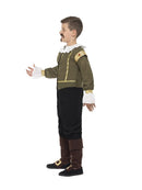 Shakespeare Costume Kids Green Jacket Trousers Bootcovers Tash Goatee