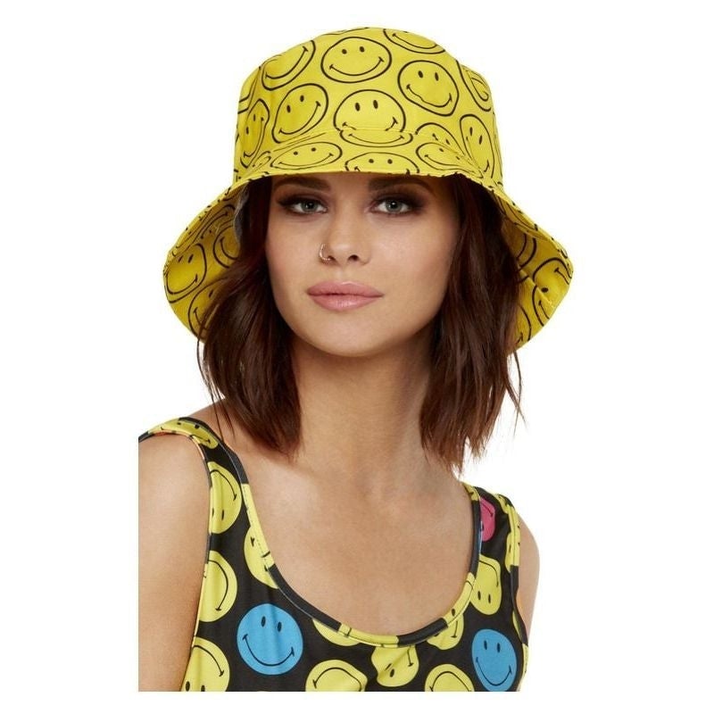 Smiley Printed Bucket Hat Yellow & Black_1 sm-52419