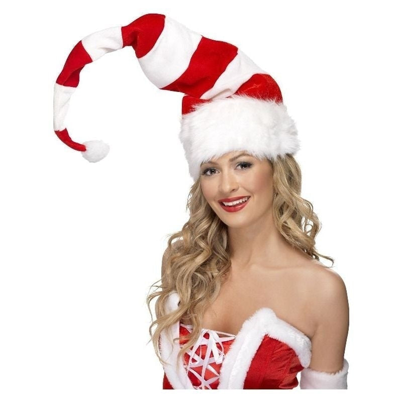 Striped Santa Hat Adult Red Whte_2 