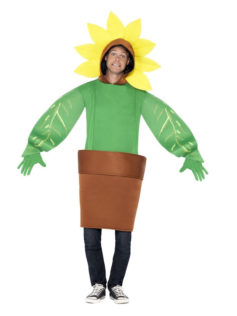 Sunflower Costume With Top Attached Hood Adult Green