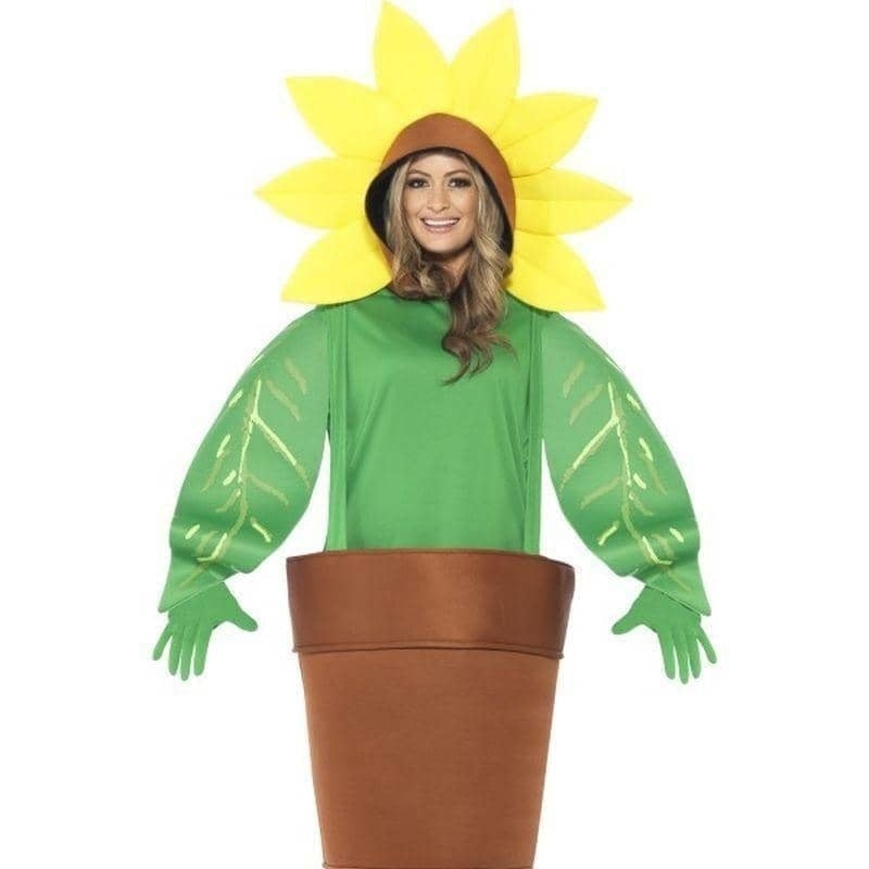 Sunflower Costume With Top Attached Hood Adult Green_1 sm-43409