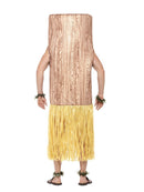 Tiki Totem Costume Adult Brown Tabard with Attached Yellow Skirt Wrist and Ankle Cuffs