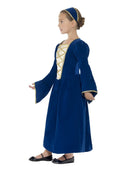 Tudor Princess Girl Costume Kids Royal Blue Dress Headband 3