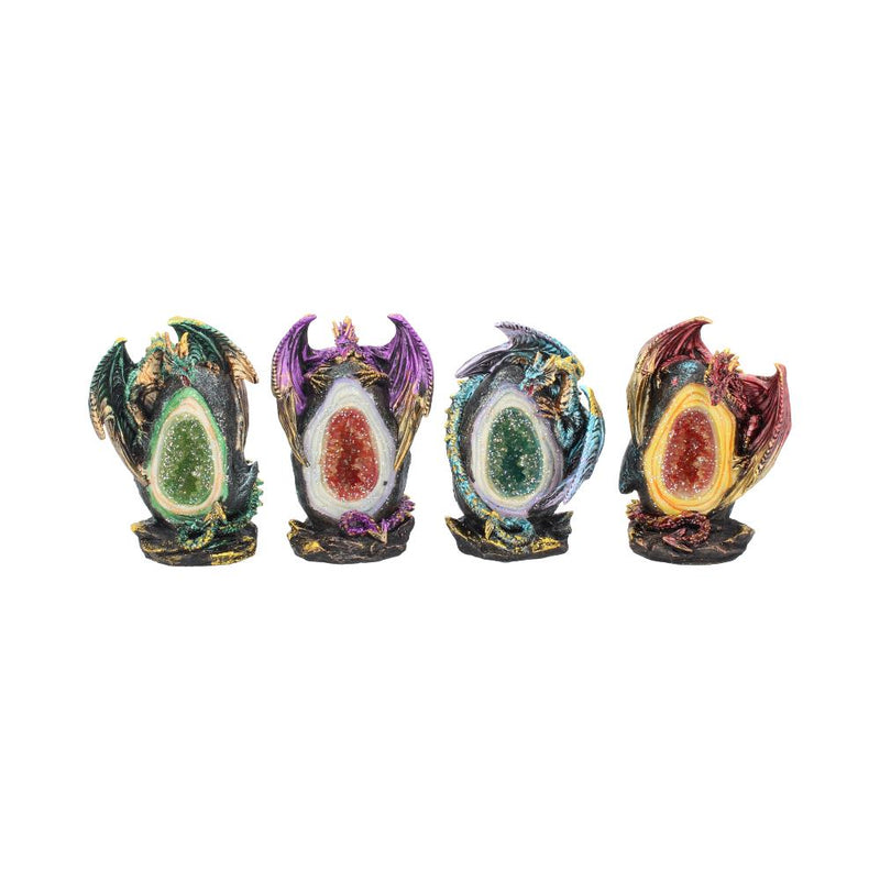 Geode Keepers set of 4 lightup dragon crystal figurines