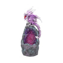 Amethyst Crystal Geode Protecting Dragon Figure Guard