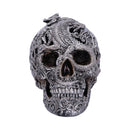 Silver Cranial Drakos Engraved Dragon Skull Ornament 19.5cm