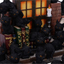 The Witches Litter Display of 36 Black Cat Familiars with a Decorated Stand 24.8cm 5