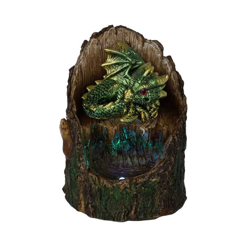 Arboreal Hatchling Green Dragon in Tree Trunk Light Up Figurine