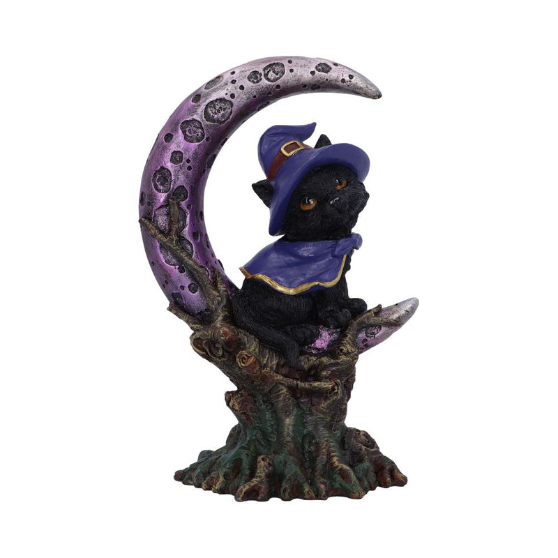 Grimalkin Witches Familiar Black Cat and Crescent Moon Figurine