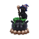 Spook Witches Familiar Black Cat and Bubbling Cauldron Figurine 12cm