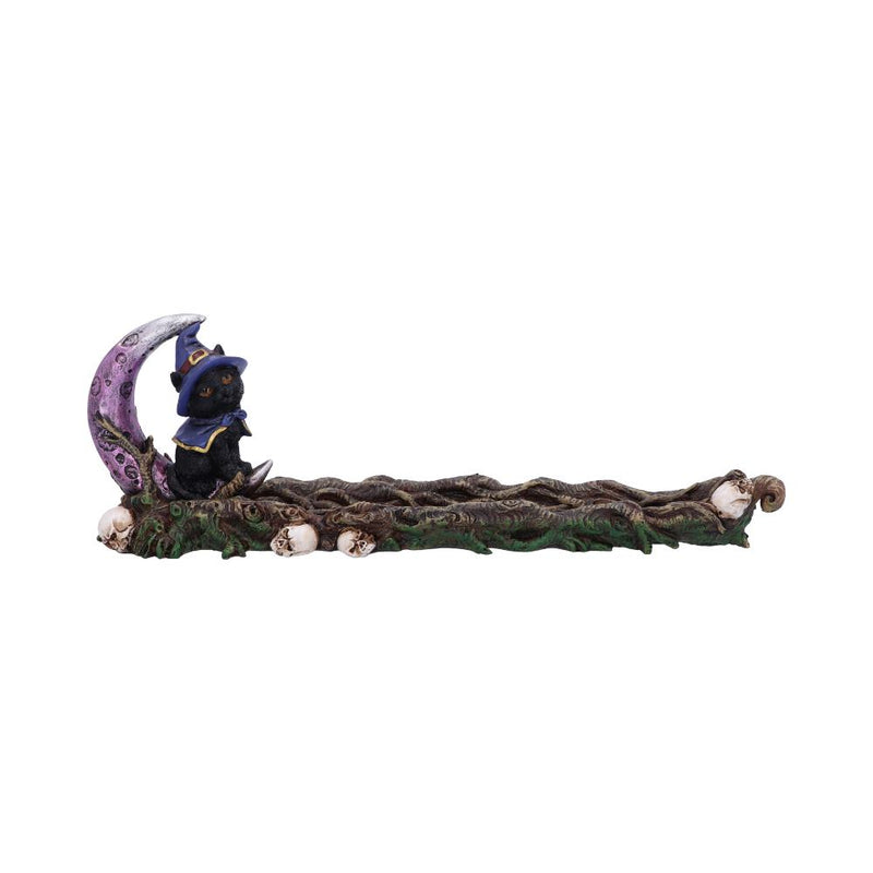 Grimalkin Witches Familiar Black Cat and Crescent Moon Incense Burner