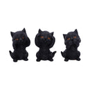 Three Wise Kitties See No Hear Speak Evil Familiar Black Cats Figurine 8.8cm