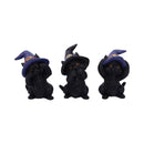 Three Wise Familiars See No Hear Speak Evil Black Cats Figurine 9.2cm