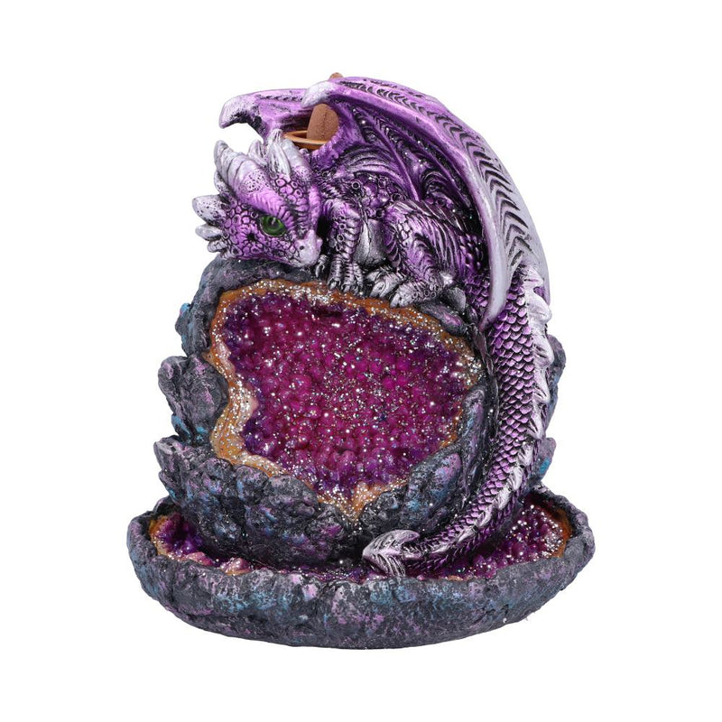 Crystalline Protector Purple Dragon Geode Backflow Incense Burner