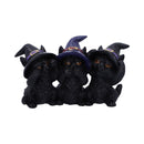 Three Wise Black Cats See No Hear Speak Evil Familiar Figurine 11.5cm