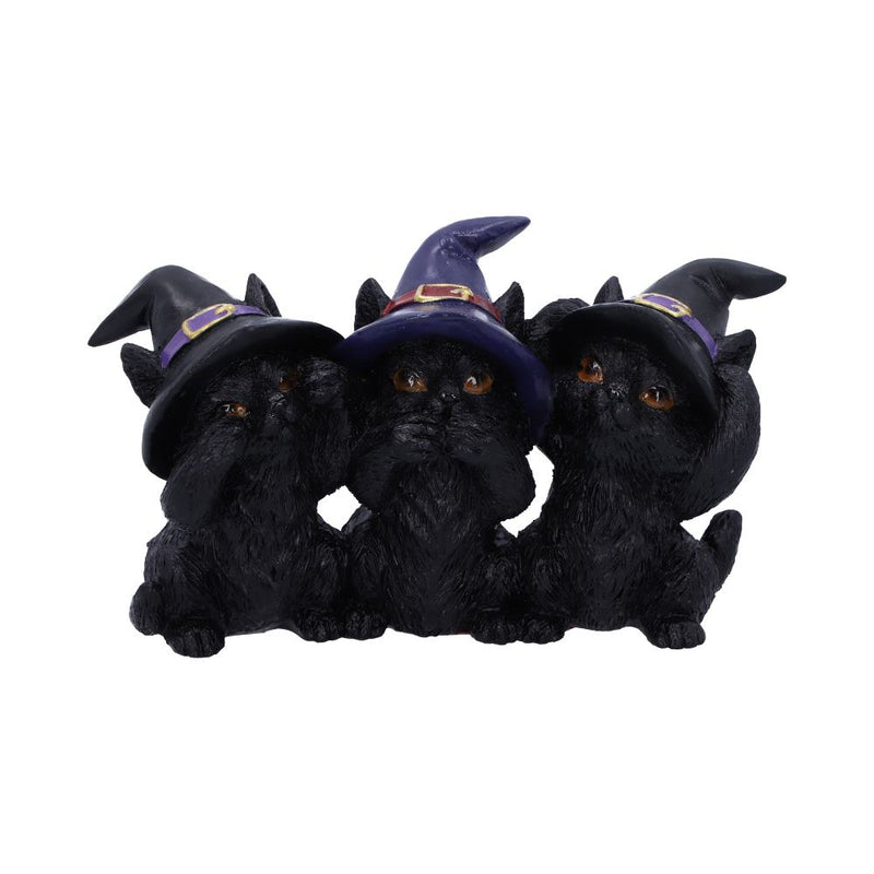 Three Wise Black Cats See No Hear No Speak No Evil Familiar Figurine