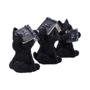 Three Wise Witchy Black Spell Cats 8.5cm 4