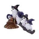 Feathered Owls on Broomstick Figurine 26cm 2