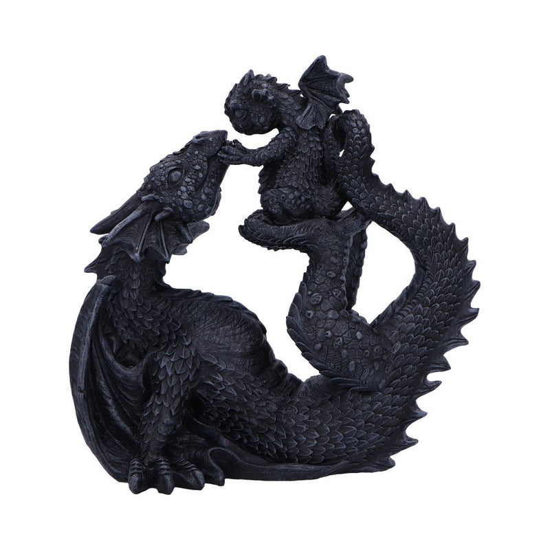 Black Drakaina and Dragonling Figurine