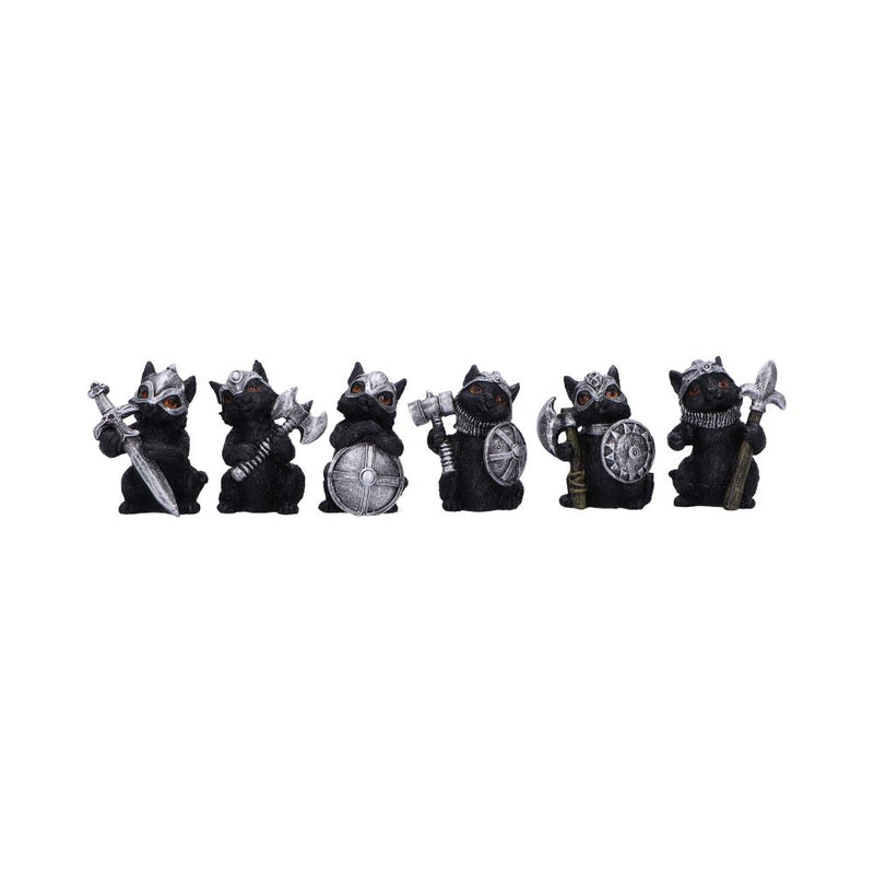 Cat Crusaders Set of 6 a Fierce Warrior Cat figurines with Unique Poses