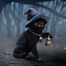 Familiar Witch Cat Lantern Figurine 18cm 7