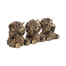 Three Wise Gold Highland Cows 7.5cm 3