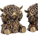 Three Wise Gold Highland Cows 7.5cm 6