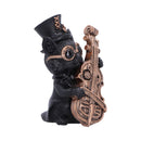 Music Meowstro Steampunk Black Cat Playing Cello Figurine 10cm 4