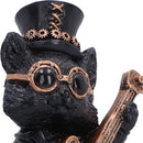 Music Meowstro Steampunk Black Cat Playing Guitar Figurine 10cm 5