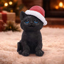 Black Cat with Santa Hat 18cm 7