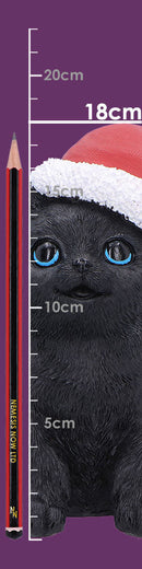 Black Cat with Santa Hat 18cm 8
