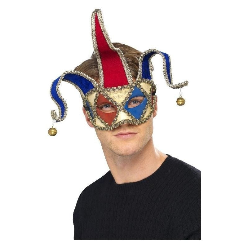 Venetian Musical Jester Eyemask Adult Red Blue_2 