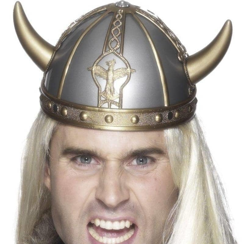 Viking Helmet Adult Silver with Gold Horns_1 sm-20102
