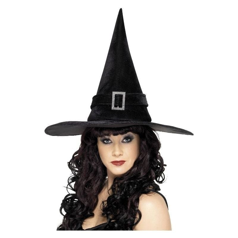 Witch Hat With Diamante Buckle Adult Black_2 