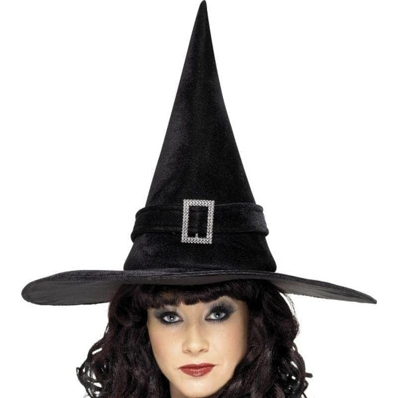 Witch Hat With Diamante Buckle Adult Black_1 sm-22003