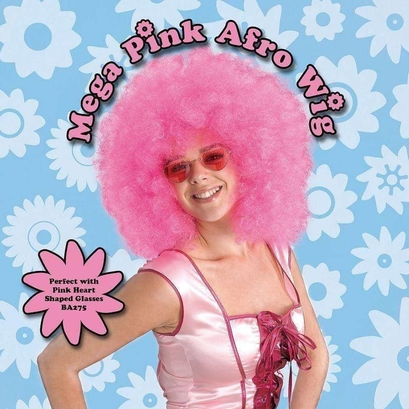 Womens Afro Wig Mega Pink Wigs Female Halloween Costume_2 
