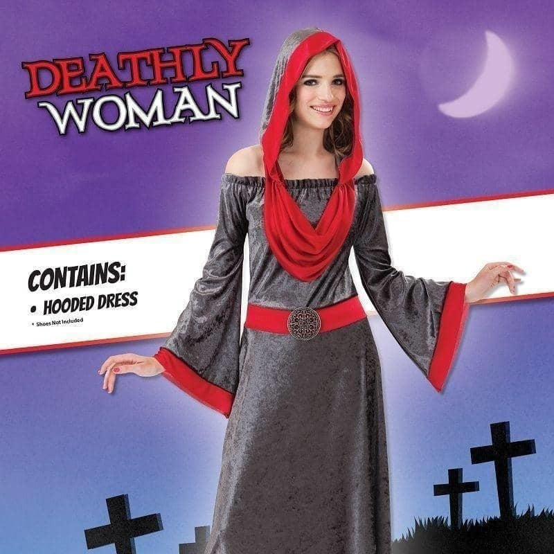 Womens Deathly Woman Adult Costume Female Uk Size 10 14 Halloween_2 