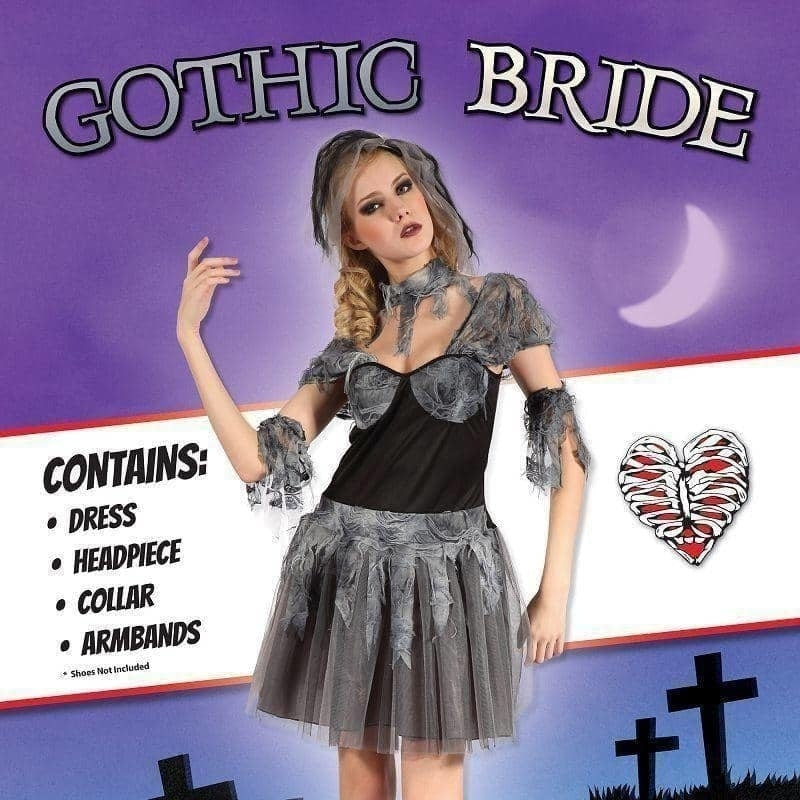 Womens Gothic Bride Adult Costume Female Uk Size 10 14 Halloween_2 