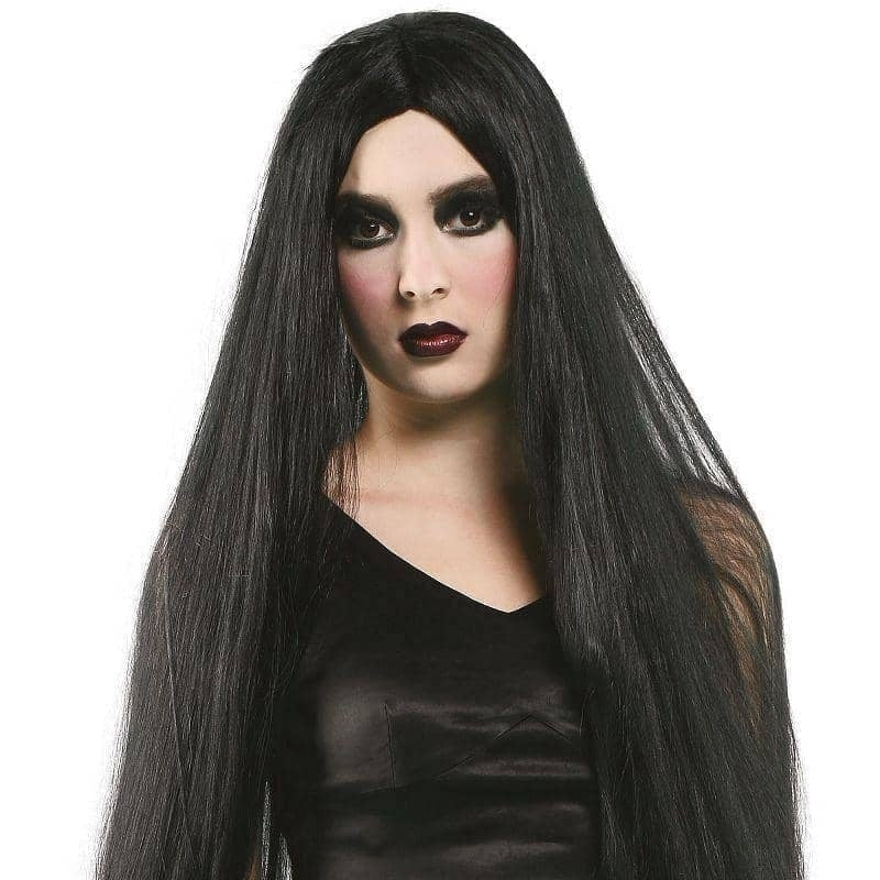 Womens Long 40" Wig Black Wigs Female Halloween Costume_1 BW209