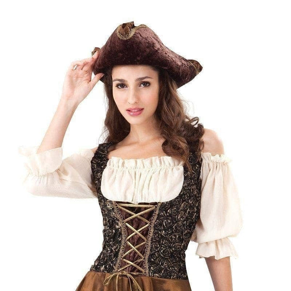 Womens Pirate Gold Rose Adult Costume Female Uk Size 10 14 Halloween
